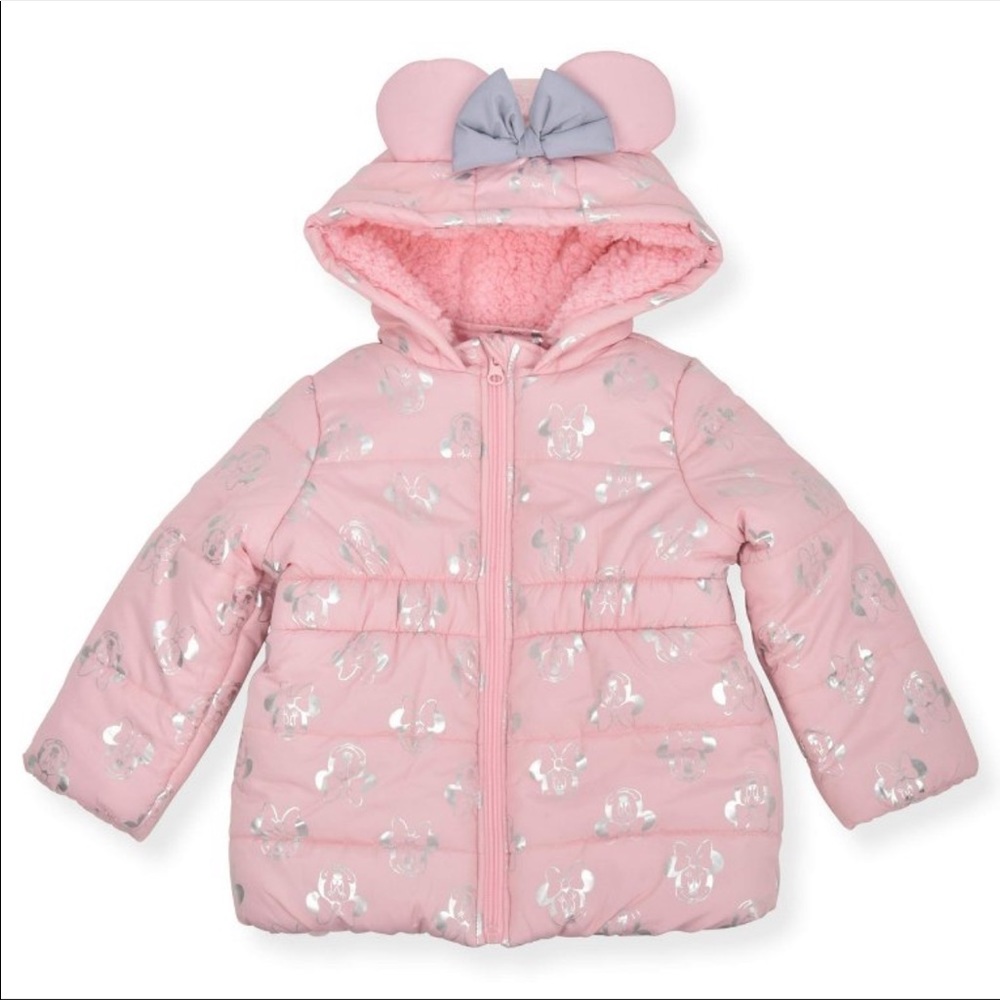 Disney Kids Minnie Mouse Pink Puffer Jacket, size 6